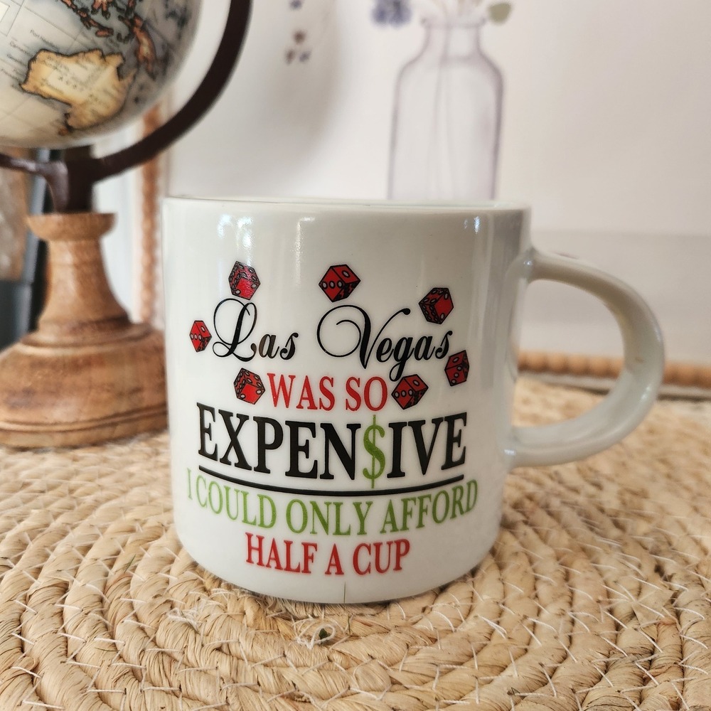 Vintage 2005 Las Vegas Half Cup Novelty Mug RTSI So‎ Expensive Humor Souvenir